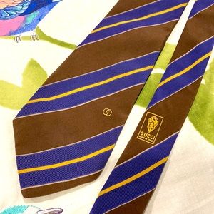 GUCCI Chocolate Brown Striped Silk Tie Made In Italy